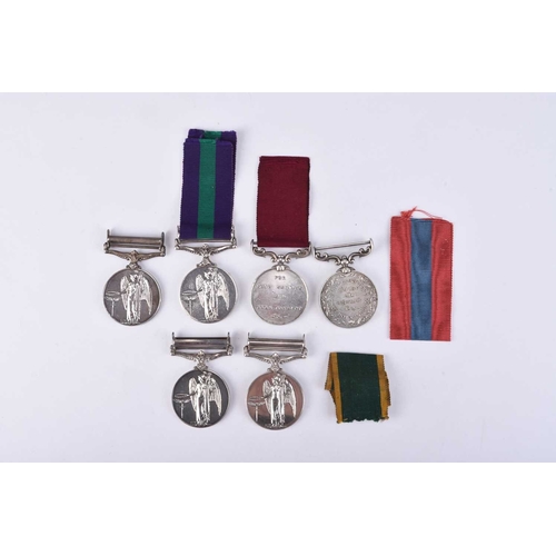 143 - A group of single campaign medals, comprising four General Service 1918-1962, one with erased naming... 