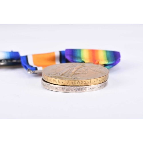 146 - LOCAL INTEREST - A First World War medal trio to 8184 Private William Owen, King's Shropshire Light ... 