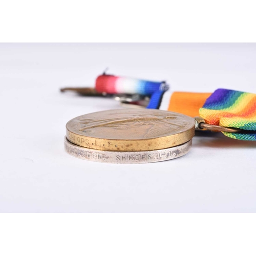 146 - LOCAL INTEREST - A First World War medal trio to 8184 Private William Owen, King's Shropshire Light ... 