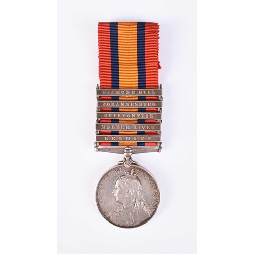 151 - LOCAL INTEREST - A Boer War Casualty Queen's South Africa medal with 5 clasps to 454 Private James F... 