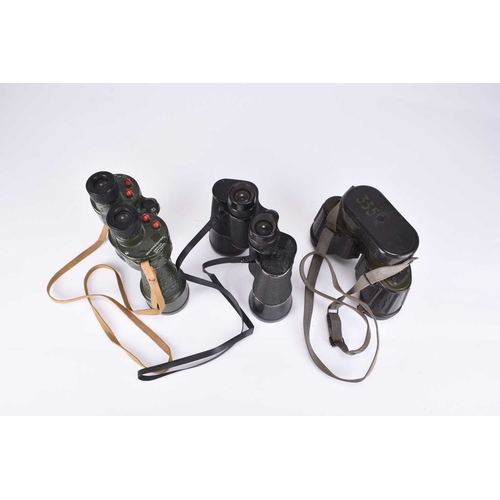 5 - Three pairs of Military binoculars: British Bino Prism No. 5 MkIV binoculars; WW2 German Dienstglas ... 