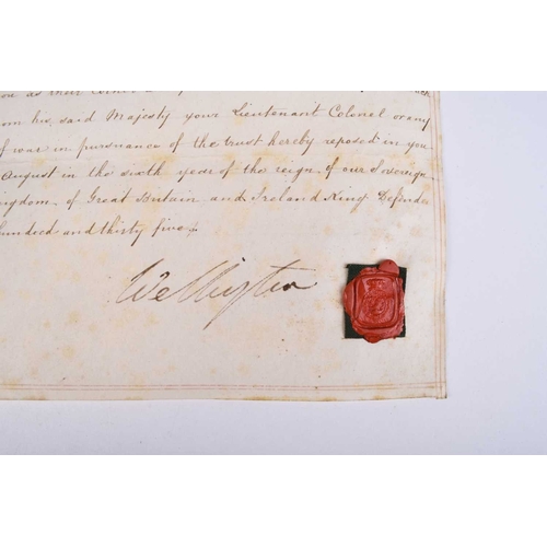 53 - Wellington, Arthur Wellesley, 1st Duke of (1769-1852) Signed document, 21st August 1835 Alexander Ma... 