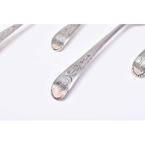 109 - A pair of George III silver tablespoons, John Lambe, London 1774, each with feathered border and eng... 