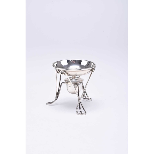 117 - An Edwardian small silver brandy warmer on stand, George Nathan & Ridley Hayes, Chester 1909, with w... 