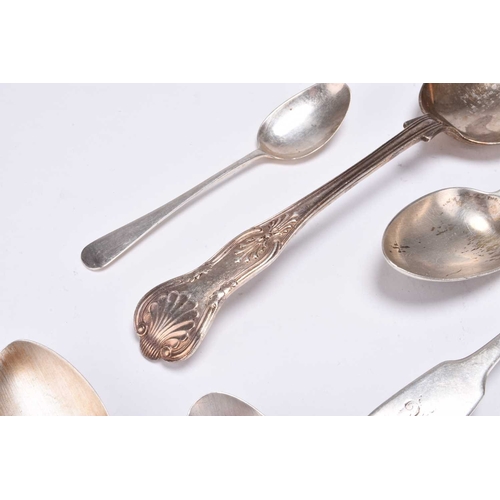 34 - A collection of silver spoons, various dates and makers, comprising; a set of six silver grapefruit ... 