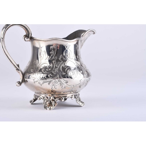 47 - An early Victorian silver cream jug, Richard Pearce & George Burrows, London 1849, with bright cut e... 