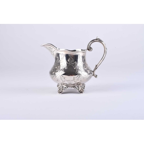 47 - An early Victorian silver cream jug, Richard Pearce & George Burrows, London 1849, with bright cut e... 