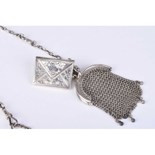 59 - An Edwardian silver chatelaine, makers mark indistinct, Birmingham 1901, suspending associated silve... 