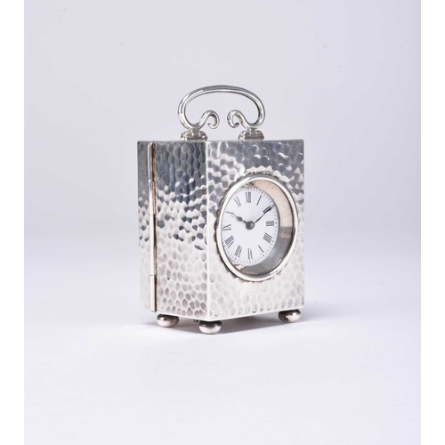 73 - An Edwardian silver cased miniature carriage timepiece, W & G Neal, London 1904, the circular engine... 