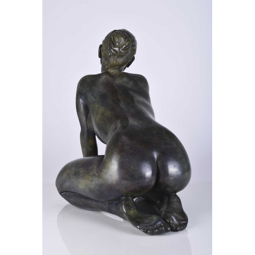 103 - ARR Marie-Paule Deville-Chabrolle (French b.1952) Ninon, bronze sculpture of a kneeling nude woman, ... 