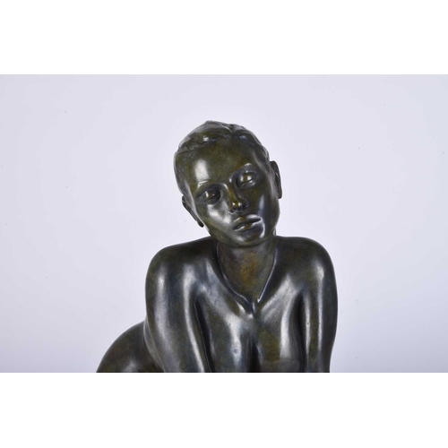 103 - ARR Marie-Paule Deville-Chabrolle (French b.1952) Ninon, bronze sculpture of a kneeling nude woman, ... 