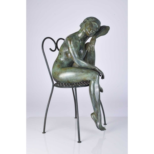 104 - ARR Marie-Paule Deville-Chabrolle (French b.1952) La Dolce Vita, seated nude figure, bronze sculptur... 