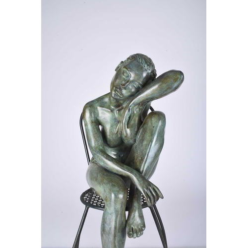 104 - ARR Marie-Paule Deville-Chabrolle (French b.1952) La Dolce Vita, seated nude figure, bronze sculptur... 