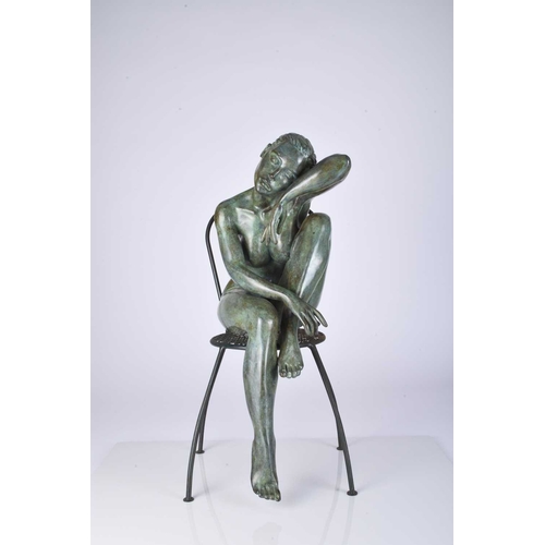 104 - ARR Marie-Paule Deville-Chabrolle (French b.1952) La Dolce Vita, seated nude figure, bronze sculptur... 