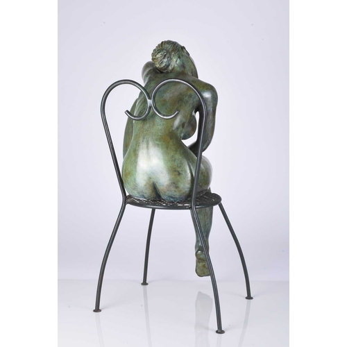 104 - ARR Marie-Paule Deville-Chabrolle (French b.1952) La Dolce Vita, seated nude figure, bronze sculptur... 