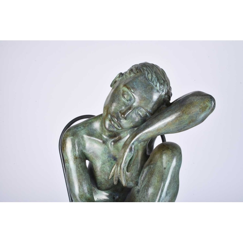 104 - ARR Marie-Paule Deville-Chabrolle (French b.1952) La Dolce Vita, seated nude figure, bronze sculptur... 