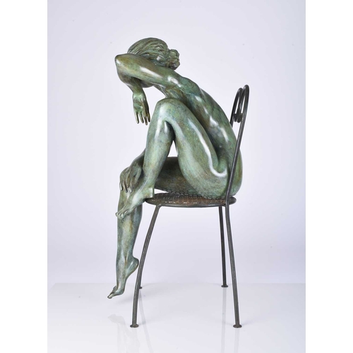 104 - ARR Marie-Paule Deville-Chabrolle (French b.1952) La Dolce Vita, seated nude figure, bronze sculptur... 