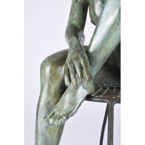 104 - ARR Marie-Paule Deville-Chabrolle (French b.1952) La Dolce Vita, seated nude figure, bronze sculptur... 