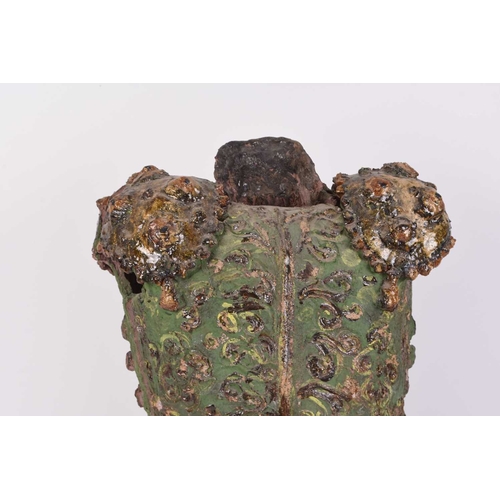 110 - A Spanish tin glazed toreador torso, with traditional traje de luces jacket in green, unsigned Appro... 