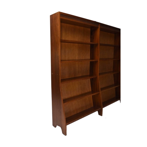 126 - A mahogany open fronted bookcase, by Wrinch's of Ipswich 182.5cm wide x 35cm deep x 174.5 high Prove... 