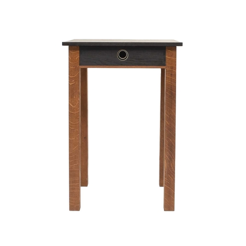 128 - Jim Sadler, Ebonised and oak side table, the rectangular top above a single frieze drawer raised on ... 