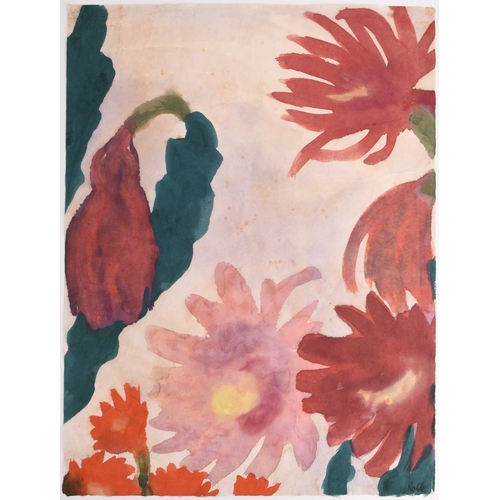 29 - Emil Nolde (1867-1956) Red Blooming Cacti (Epiphyllum Lovibia), signed lower right, watercolour on J... 