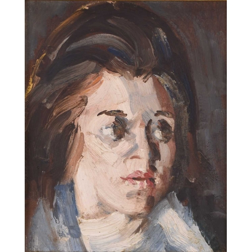 36 - ARR Harold Riley (1934-2023) Portrait of a Young Woman, oil on board, 24 x 20 cm, frame 43 x 39 cm