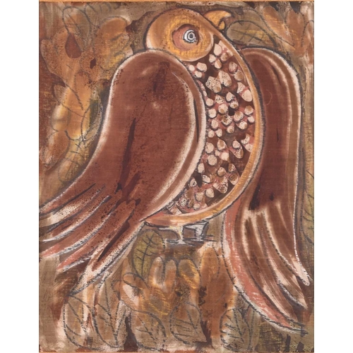 45 - Nalini Jayasunya (Sri Lankan 1927-2014) Portrait of a Bird, mixed media on linen, ink, batique and c... 