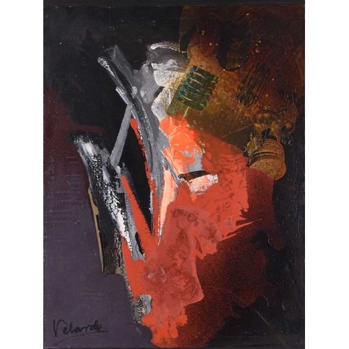 57 - ARR Marthe Velle (Belgian 1909-1994) Abstract composition, signed lower right, oil on board, 64 x 59... 