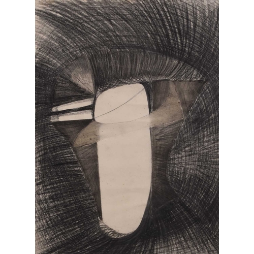 80 - ARR Margaret Lovell (British b.1939) Drawing from Inside the Helmet, charcoal drawing with etched el... 