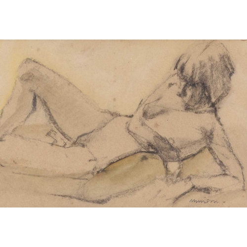 85 - ARR Neil Murison RWA (1930- 2018) Nude Figure, charcoal on paper 18cm x 27cm, frame 41cm x 49cm, tog... 