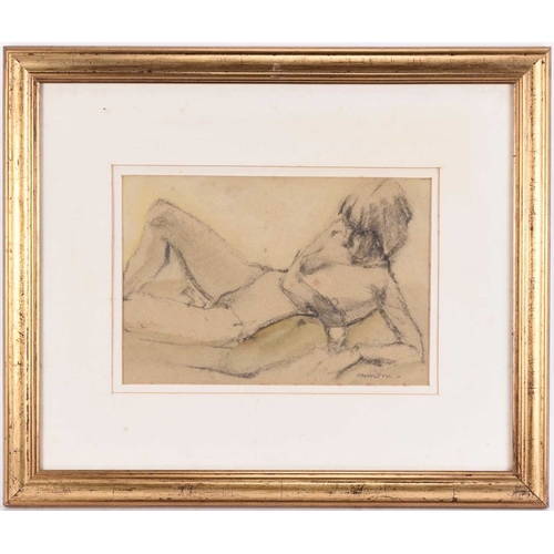 85 - ARR Neil Murison RWA (1930- 2018) Nude Figure, charcoal on paper 18cm x 27cm, frame 41cm x 49cm, tog... 