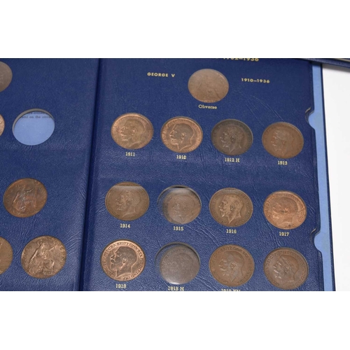 259 - Four coin folders: 1) British farthings 1902 -1956 (twenty five) 2) British halfpennies 1937-67 (twe... 