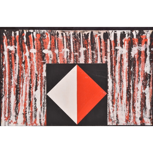 25 - George Holt (British 1924-2005) Abstract composition in red and black, signed and dated 01 to verso,... 