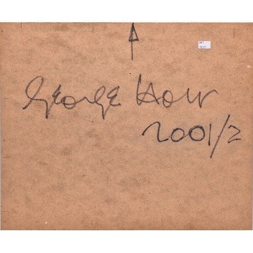 26 - George Holt (British 1924-2005) Abstract composition in pink and black, signed and dated 2001/2 to v... 