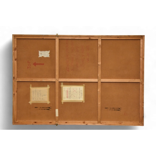 33 - Edwin Easydorchik (b.1949) mixed media collage in red, on paper, 16 x 101cm, frame 189.5 x 130.5cm, ... 