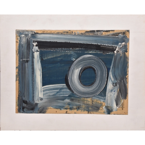 35 - George Holt (British 1924-2005) Abstract composition in blue, 'On Stage', signed and dated 1988cv to... 