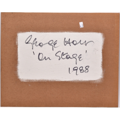 35 - George Holt (British 1924-2005) Abstract composition in blue, 'On Stage', signed and dated 1988cv to... 