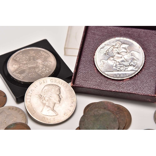 175 - A small assorted collection of UK and foreign silver and cupro-nickel copper and bronze coinage (a l... 