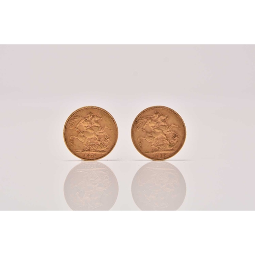 194 - Victoria, two sovereigns, one dated 1876 and one dated 1899 (2)