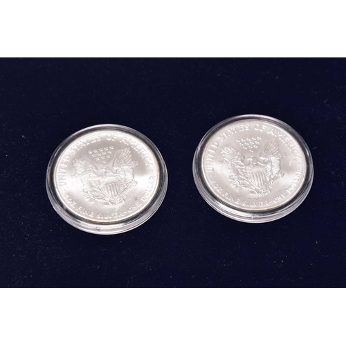 208 - USA, six proof silver 1oz fine silver American Eagle silver dollars, dated 2007, 2008 and 2014, all ... 