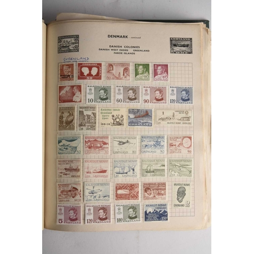300 - World stamp collection in 2 albums which contain useful pickings plus Greenland Year Packs (1979, 19... 