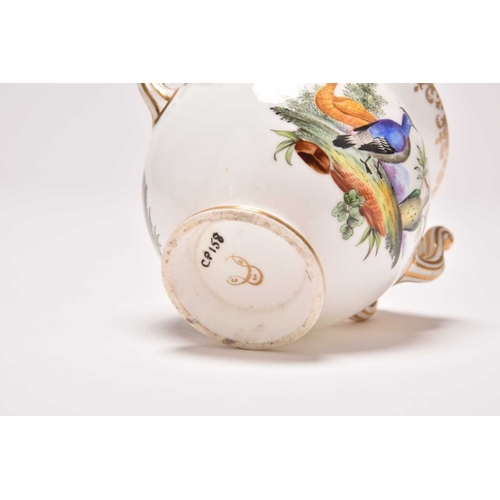 139 - A small Coalport twin-handled cup, mid-19th century, painted by John Randall with two scenes of bird... 