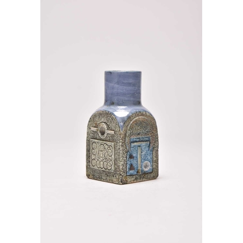 151 - A Troika spice vase designed by Alison Bridgen, circa 1977-83, of square sectioned form, blue and gr... 