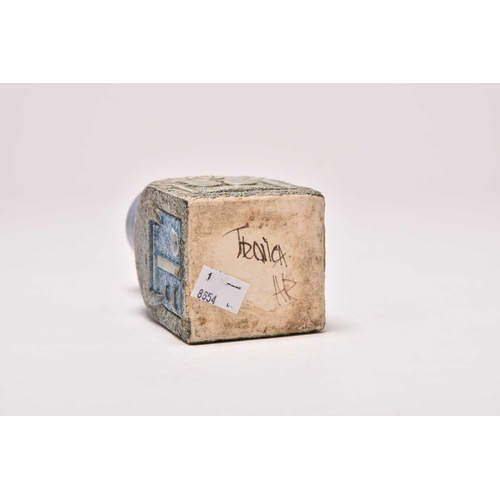 151 - A Troika spice vase designed by Alison Bridgen, circa 1977-83, of square sectioned form, blue and gr... 