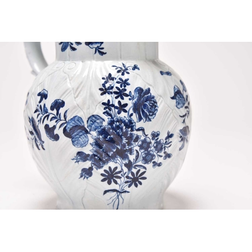 3 - A Philip Christian (Liverpool) mask head cabbage-leaf moulded 'Dutch' jug, circa 1765-70, painted in... 