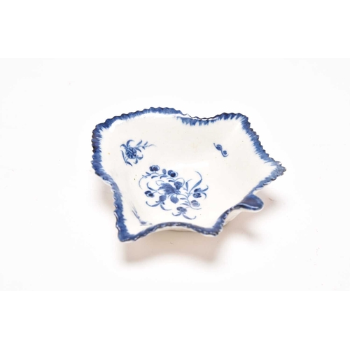 72 - A very rare Caughley 'Pickle Leaf Spray' pickle leaf dish, circa 1772-82, painted to the centre with... 