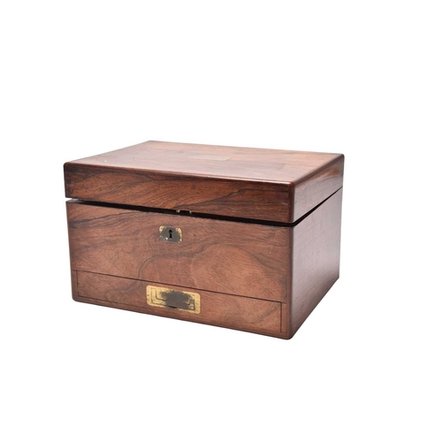 277 - A Victorian rosewood toilet box by William Lund, circa 1840-45, of rectangular form, plush purple ve... 