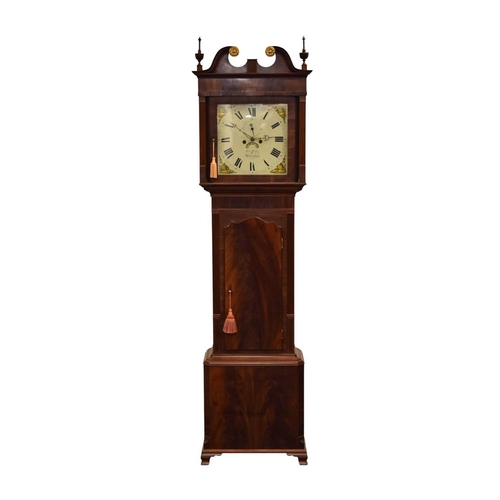 292 - A George III mahogany painted dial longcase clock The dial signed John Wyatt, Altrincham The hood wi... 