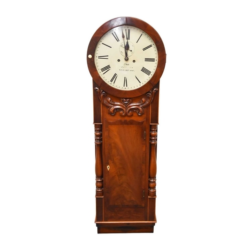 305 - A 19th century inlaid mahogany tavern clock The dial signed J.E.Evans, Welshpool The 14 inch painted... 
